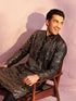 Vastramay Black Georgette Embroidered Kurta Pyjama Baap Beta Set